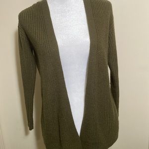 🍋 Art Class olive cardigan with unique braided back detail, medium (7/8)